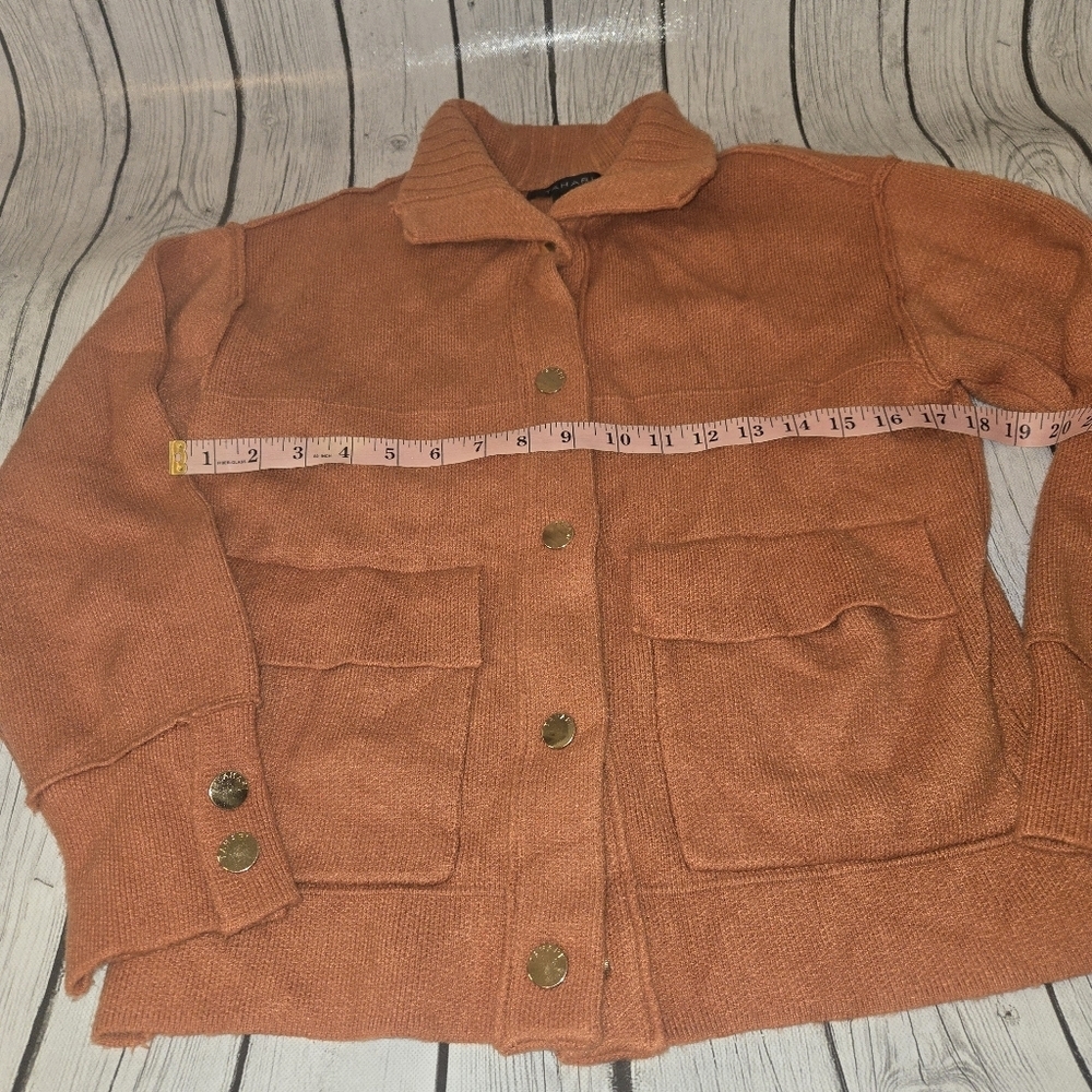 Tahari Jacket Womens XS Orange Long Sleeves Button Up Heavyweight Collared - Picture 4 of 8
